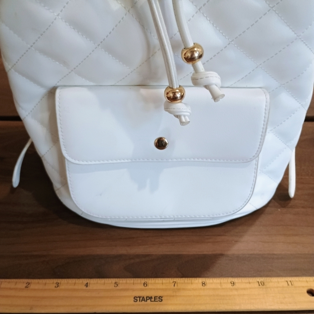 White Quilted Backpack - Picture 2 of 6